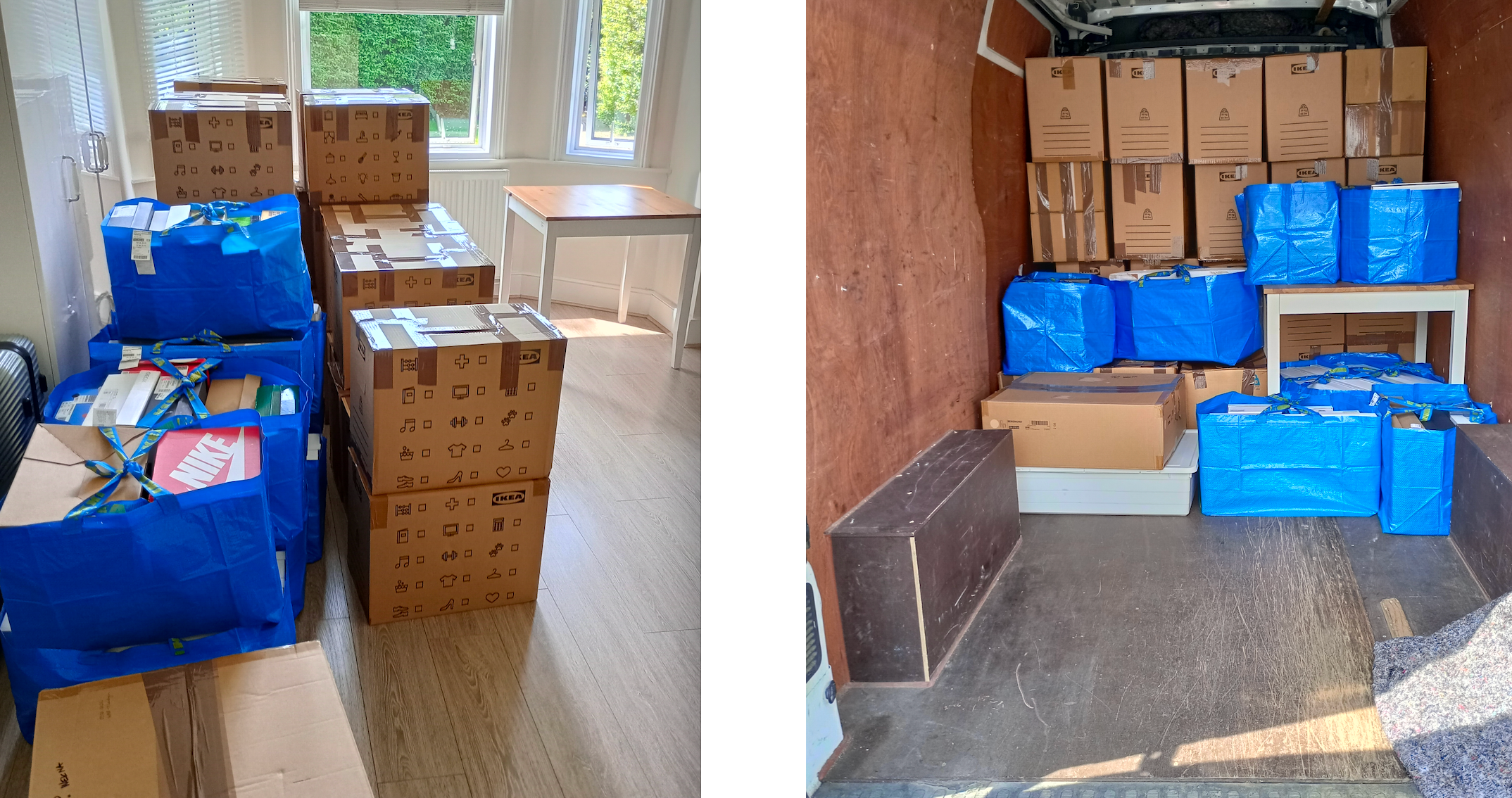 Fast Moving Van before and after boxes